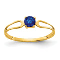 0.35 Ct Round Blue Sapphire Prong 14K Yellow Gold Open Split-Shank Solitaire Ring by Fine Color Jewels