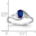 Oval Blue Sapphire Prong 14K White Gold Solitaire Bypass Ring by Fine Color Jewels