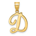 14k Gold Script Initial Charm Pendant by Fine Color Jewels