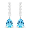 2.30 Ct Pear Swiss Blue Topaz & Lab Diamond Prong Silver Teardrop Dangle Earrings