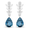 2.30 Ct Pear Deep Blue London Blue Topaz & Lab Diamond Prong Silver Teardrop Dangle Earrings