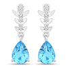 2.30 Ct Pear Swiss Blue Topaz & Lab Diamond Prong Silver Teardrop Dangle Earrings