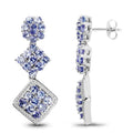 Violet Tanzanite Prong Sterling Silver Dangle Earrings by Fine Color Jewels