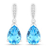 3.80 Ct Pear Swiss Blue Topaz & Lab Diamond V-Prong Silver Teardrop Dangle Earrings