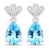 3.80 Ct Pear Swiss Blue Topaz & Lab Diamond Prong Silver Teardrop Dangle Earrings