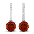2.00 Ct Round Orange Madeira Citrine & Lab Diamond Prong Silver Dangle Earrings by Fine Color Jewels