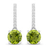 1.60 Ct Round Green Peridot & Lab Diamond Prong Silver Dangle Earrings