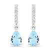 1.20 Ct Pear Blue Aquamarine & Lab Diamond Prong Silver Teardrop Dangle Earrings