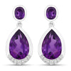 Purple Amethyst & Lab Grown Diamond Bezel Silver Dangle Earrings