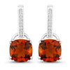 4.00 Ct Cushion Orange Madeira Citrine & Lab Diamond Prong Silver Dangle Earrings