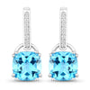 4.60 Ct Cushion Swiss Blue Topaz & Lab Diamond Prong Silver Dangle Earrings
