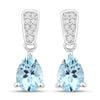 1.20 Ct Pear Blue Aquamarine & Lab Diamond Prong Silver Teardrop Dangle Earrings