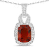 1.65 Ct cushion orange Madeira Citrine and Lab Diamond prong Silver Slide Pendant Necklace