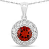 1.50 Ct round orange Madeira Citrine and Lab Diamond prong Silver Halo pendant Necklace