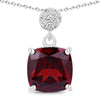 3.50 Ct Cushion red Mozambique Garnet & Lab Diamond prong Silver Slide Pendant Necklace