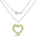 4.50 Ct Oval Green Peridot Prong Silver Heart Pendant Necklace by Fine Color Jewels