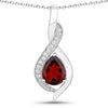 1.80 Ct Pear Red Mozambique Garnet & Lab Diamond Prong Silver Teardrop Crossover Pendant Necklace
