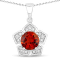 2.20 Ct Round Orange Madeira Citrine & Lab Diamond Prong Silver Star Shape Pendant Necklace by Fine Color Jewels