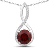 3.25 Ct Round Red Mozambique Garnet & Lab Diamond Prong Silver Crossover Pendant Necklace