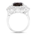 9.29 Ct Oval Brown Smokey Quartz Prong Sterling Silver Double Halo Ring by Fine Color Jewels