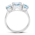 4.45 Ct Oval Blue Topaz Prong Sterling Silver Three Stone Ring by Fine Color Jewels