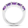 2.25 Ct Round Purple Amethyst Prong Silver Five Stone Ring by Fine Color Jewels