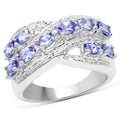 1.70 Ct Oval Violet Tanzanite Diamond Prong Silver Pave Crossover Ring by Fine Color Jewels