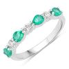 0.56 Ct Pear Green Zambian Emerald & Lab Diamond Prong Silver Seven Stone Half Eternity Ring