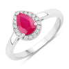 0.80 Ct Pear Pink Ruby & Lab Diamond Prong Sterling Silver Halo Ring