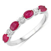0.80 Ct Oval Pink Ruby & Lab Diamond Prong Silver Half Eternity Seven Stone Ring