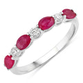 0.80 Ct Oval Pink Ruby & Lab Diamond Prong Silver Half Eternity Seven Stone Ring by Fine Color Jewels