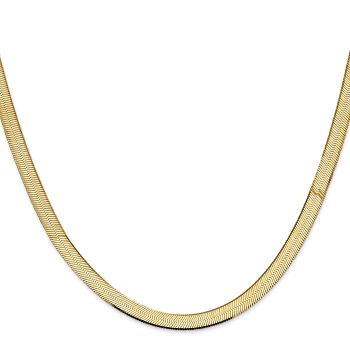 14k Yellow Gold Silky Herringbone Chain 22-inch by Fine Color Jewels