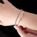 0.25 Ct Round White Diamond Prong 14k White Gold Moon and Star Flexible Open Cuff Bangle Bracelet by Fine Color Jewels