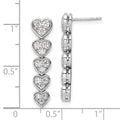 14K Gold Lab Grown Diamond Heart Dangle Post Earrings by Fine Color Jewels