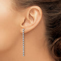 14K White Gold Lab Diamond Dangle Post Earrings by Fine Color Jewels