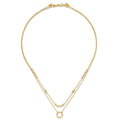 Double Layer Circle 14K Yellow Gold Cable Chain Necklace by Fine Color Jewels