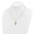 Silver Natural Diamond and Ruby Cross Necklace by Fine Color Jewels
