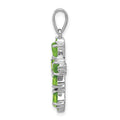 Silver Rhodium Pear Peridot and Diamond Cross Pendant by Fine Color Jewels