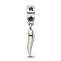 Italian Horn Dangle Pendant Sterling Silver by Fine Color Jewels