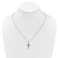 Silver 14k -X- Accent Natural Amethyst Cross Necklace by Fine Color Jewels