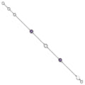 1.55 Ct Round Purple Amethyst & Diamond Bezel Sterling Silver Circle Station Chain Bracelet by Fine Color Jewels