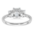 Emerald-Cut White Lab-Grown Diamond Prong 14K White Gold Three Stone Ring by Fine Color Jewels