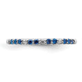 0.3 Ct Round Blue Sapphire and Diamond White Gold Pave Half Eternity Ring by Fine Color Jewels
