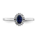 0.30 Ct Oval Blue Sapphire & Diamond Prong 14K White Gold Classic Halo Ring by Fine Color Jewels