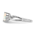 14k White Gold Created Opal and Diamond Pave Heart Ring by Fine Color Jewels