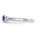 0.35 Ct Oval Blue Sapphire & Diamond Prong 14K White Gold Three Stone Ring by Fine Color Jewels