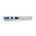 0.58 Ct Round Blue Sapphire & Diamond 14K White Gold Milgrain Band Ring by Fine Color Jewels