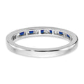 0.58 Ct Round Blue Sapphire & Diamond 14K White Gold Milgrain Band Ring by Fine Color Jewels