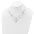 Tri-color Three Hearts 14K Gold Layered Cable Chain Necklace by Fine Color Jewels