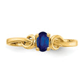 0.35 Ct Oval Blue Sapphire Prong 14K Yellow Gold Solitaire Knot Ring by Fine Color Jewels